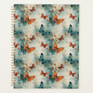 Farbige Vintage Schmetterlinge und Blume (9) Planer