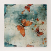 Farbige Vintage Schmetterlinge und Blume (9) Puzzle (Horizontal)