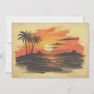 Farbige Vintage-Sonnenuntergang-Sonnenaufgang-Ozea Feiertagskarte