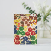 Farbige Vintage Tasten Postkarte (Stehend Vorderseite)