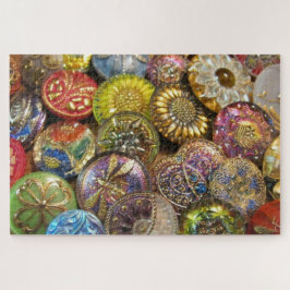 Farbige Vintage tschechische Glass-Nähknöpfe Puzzle