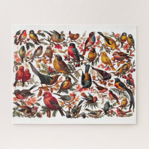 Farbige Vintage-Vogel-Collage Puzzle