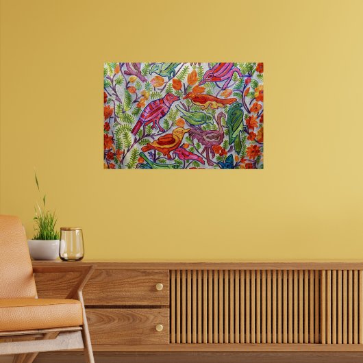 FARBIGE VINTAGE VÖGEL MITTE DES JAHRHUNDERTS MODER POSTER (Wohnzimmer 2)