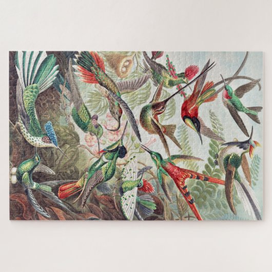 Farbige Vintage Vögel Puzzle (Horizontal)