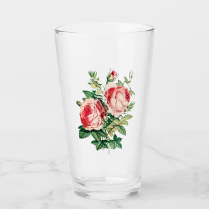 Farbige Vintage Wasserfarbe Rose Blume Bouquet Glas