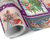 Farbige Vintage-Weihnachts-Postkarten-Verpackungsp Geschenkpapier (Rolleneckpunkt)
