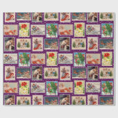 Farbige Vintage-Weihnachts-Postkarten-Verpackungsp Geschenkpapier (Flach)