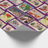 Farbige Vintage-Weihnachts-Postkarten-Verpackungsp Geschenkpapier (Ecke)