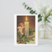 Farbige Vintage Weihnachtsengel-Karte Feiertagspostkarte (Stehend Vorderseite)