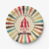 Farbige Vintage Zirkus-Personalisierte Party-Platt Pappteller (Vorderseite)