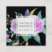 Farbige Violette | Schwarz Quadratische Visitenkarte (Vorderseite)
