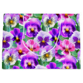 Farbige Violetten Pansy Blume Muster Große Geschenktüte (Vorderseite)