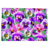 Farbige Violetten Pansy Blume Muster Große Geschenktüte (Rückseite)