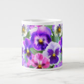 Farbige Violetten Pansy Blume Muster Jumbo-Tasse (Vorderseite)