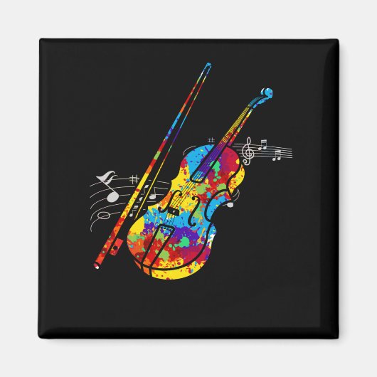 Farbige Violin Player String Instrument Musiker Magnet (Vorne)