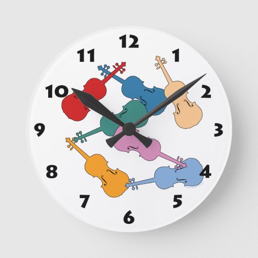 Farbige Violine Runde Wanduhr (Vorderseite)