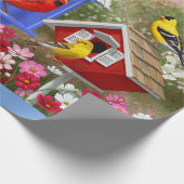 Farbige Vögel & Birdhouse Blumengarten Geschenkpapier (Ecke)