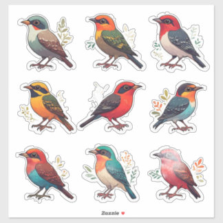 Farbige Vogel-Charakter-Sticker-Set-Sammlung 🐦 Aufkleber