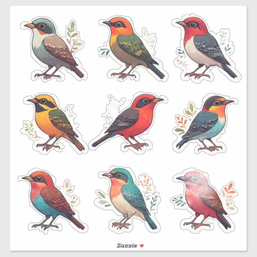 Farbige Vogel-Charakter-Sticker-Set-Sammlung 🐦 Aufkleber (Blatt)