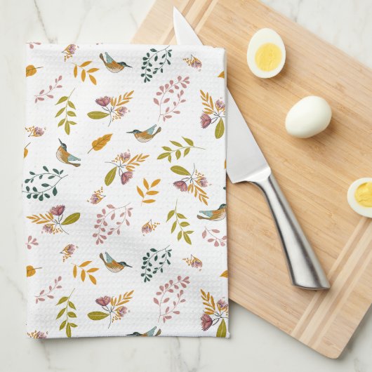 Farbige Vögel Geschirrtuch (Viertel Falte)