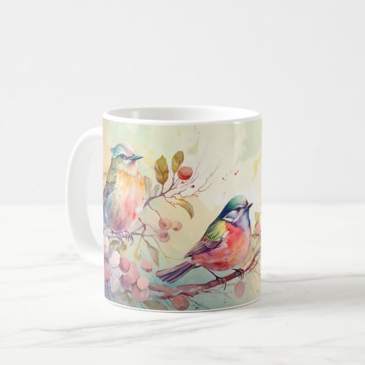 Farbige Vögel Kaffeetasse (Vorderseite Links)
