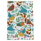 Farbige Vögel mit den Symbolen Winter und Weihnach Mittlere Geschenktüte (Rückseite)