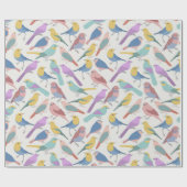 Farbige Vögel mit weißer Rückenlehne, Babydusche Geschenkpapier (Flach)