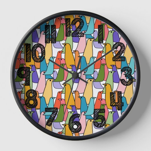 Farbige Vögel Uhr (Vorderseite)