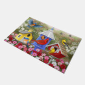 Farbige Vögel und Birthäuser Fußmatte (Schrägansicht)