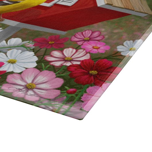 Farbige Vögel und Birthäuser Schneidebrett (Ecke)