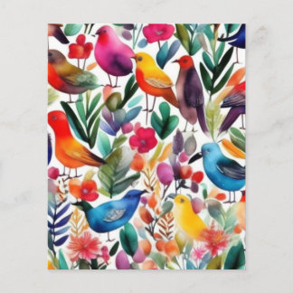 Farbige Vögel und Blume