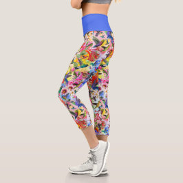 Farbige Vögel und Blume Capri Leggings