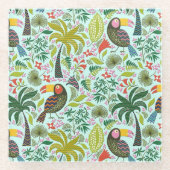 Farbige Vögel und Blume Glasuntersetzer (Vorderseite)