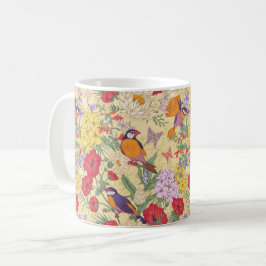 Farbige Vögel und Blume Kaffeetasse
