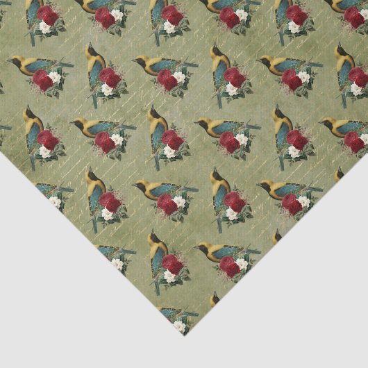 Farbige Vögel und Blume Seidenpapier (Ausschnitt)