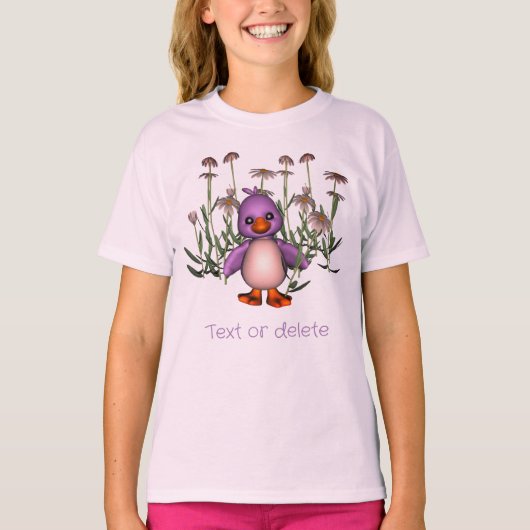 Farbige Vögel und Daisy-Blume Niedlich Personalisi T-Shirt (Vorderseite)