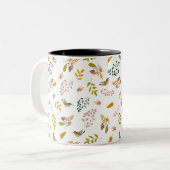 Farbige Vögel Zweifarbige Tasse (Vorderseite Links)