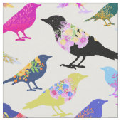 Farbige Vogelarten Blume Bouquet Chic Floral Muste Stoff (Nahaufnahme)