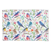 Farbige Vogelarten und Muster für Blume Kissenbezug (Vorderseite)