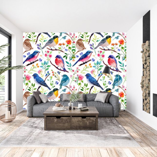 Farbige Vogelarten und Muster für Blume Tapete (Von Creator hochgeladen)