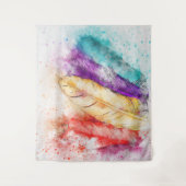 Farbige Vogelfedern Wandteppich (Vorderseite)