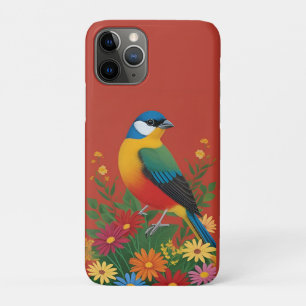 Farbige Vogelillustration mit floralem Hintergrund Case-Mate iPhone Hülle