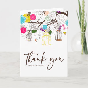 Farbige Vogelkäfige Florale Hochzeit Danke Karte