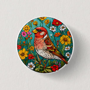 Farbige Vogelkunst Button