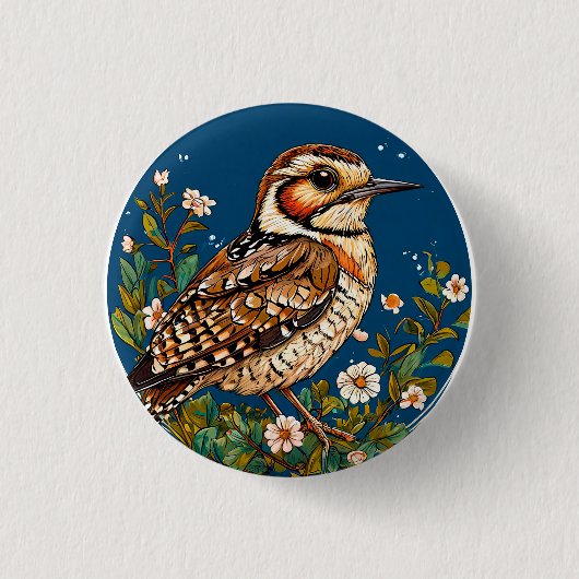 Farbige Vogelkunst Button (Vorderseite)