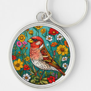 Farbige Vogelkunst Schlüsselanhänger