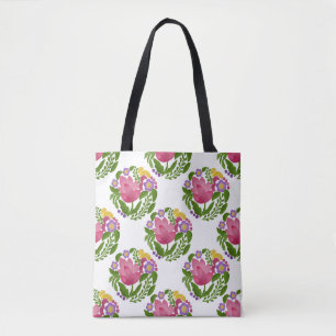 Farbige Volkskunst-Blumenmuster-Leinwand-Tasche  Tasche