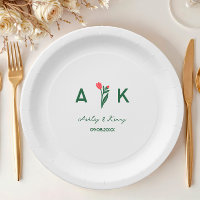Farbige Volkskunst-Wildblumen-Monogramm-Hochzeit