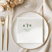 Farbige Volkskunst-Wildblumen-Monogramm-Hochzeit Serviette