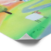Farbige Volkslandschaft Bild von Schafen Poster (Ecke)